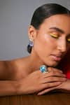 Buy_Voyce Jewellery_Multi Color Swarovski Crystals Radiance Holographic Stud Earrings _at_Aza_Fashions