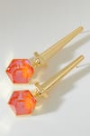 Voyce Jewellery_Orange Swarovski Crystals Hexa Embellished Drop Earrings _Online_at_Aza_Fashions