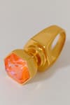 Buy_Voyce Jewellery_Orange Swarovski Crystals Hexa Embellished Ring _at_Aza_Fashions