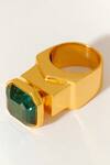 Buy_Voyce Jewellery_Green Swarovski Crystals Hexa Studded Ring _at_Aza_Fashions