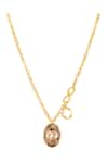 Shop_Voyce Jewellery_Brown Swarovski Crystals Capella Double Pendant Necklace _Online_at_Aza_Fashions