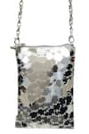 Buy_SG Collection by Sonia Gulrajani_Silver Acrylic Stellar Abstract Embellished Phone Sling Bag _at_Aza_Fashions