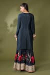 Shop_Samyukta Singhania_Black Silk Embellished Leather Round Floral Straight Kurta Set _at_Aza_Fashions