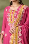 Shop_Samyukta Singhania_Pink Silk Embellished Lace Round Gota Kurta Sharara Set _Online_at_Aza_Fashions