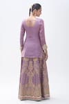 Samyukta Singhania_Purple Silk Embroidered Gota Notched Round Kurta Lehenga Set _at_Aza_Fashions