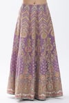 Buy_Samyukta Singhania_Purple Silk Embroidered Gota Notched Round Kurta Lehenga Set 