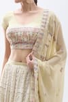 Samyukta Singhania_Beige Georgette Embroidered Chikankari V Neck Lehenga Set _at_Aza_Fashions