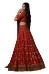 Buy_STUDIO TWELVE 11_Red Lehenga And Blouse Chanderi Silk Embroidered Aari V Neck Bridal Set 