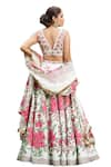 Buy_STUDIO TWELVE 11_Ivory Lehenga And Blouse Chanderi Silk Hand Painted Floral Plunged V Set 