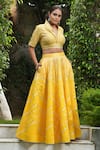 STUDIO TWELVE 11_Yellow Lehenga And Blouse Chanderi Silk Embroidered Gota Appliques Work Set _at_Aza_Fashions