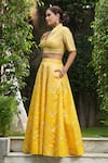 Buy_STUDIO TWELVE 11_Yellow Lehenga And Blouse Chanderi Silk Embroidered Gota Appliques Work Set 