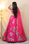 Buy_STUDIO TWELVE 11_Pink Lehenga And Blouse Chanderi Silk Embroidered Floral Scoop Applique Set _Online_at_Aza_Fashions