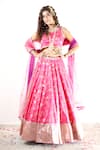 Buy_STUDIO TWELVE 11_Fuchsia Lehenga And Blouse Silk Brocade Woven Floral Round Set _at_Aza_Fashions