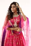 Shop_STUDIO TWELVE 11_Fuchsia Lehenga And Blouse Silk Brocade Woven Floral Round Set _Online_at_Aza_Fashions