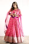 STUDIO TWELVE 11_Fuchsia Lehenga And Blouse Silk Brocade Woven Floral Round Set _at_Aza_Fashions