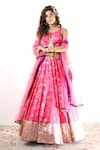 Buy_STUDIO TWELVE 11_Fuchsia Lehenga And Blouse Silk Brocade Woven Floral Round Set 