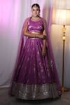 Buy_STUDIO TWELVE 11_Purple Lehenga And Blouse Silk Brocade Woven Floral Round Set _at_Aza_Fashions