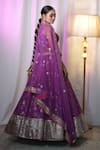 Buy_STUDIO TWELVE 11_Purple Lehenga And Blouse Silk Brocade Woven Floral Round Set 