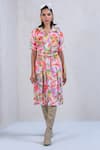 Buy_The Dramebaaz Co_White Art Twill Printed Floral Collar Petal Paradise A-line Dress _at_Aza_Fashions