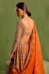 Shop_Neha Khullar_Orange Viscose Raw Silk Embellished Floral Geometric Mughal Printed Lehenga Set_at_Aza_Fashions