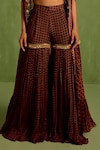 Buy_Neha Khullar_Black Viscose Chinon Embellished Bead Geometric Printed Asymmetric Gharara Set_Online_at_Aza_Fashions