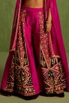 Buy_Neha Khullar_Purple Viscose Raw Silk Print Motif V Neck Hand Embroidered Blouse Sharara Set_Online_at_Aza_Fashions