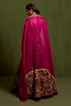 Shop_Neha Khullar_Magenta Viscose Raw Silk Print Quatrefoil Sweetheart Neck Lehenga And Blouse Set_at_Aza_Fashions