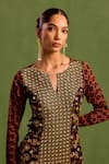 Buy_Neha Khullar_Black Viscose Chinon Print Sequins Notched Hand Embroidered Kurta With Sharara_Online_at_Aza_Fashions