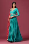 Buy_Two Sisters By Gyans_Blue Anarkali Georgette Embroidery Sequin V Neck Pleated With Dupatta_Online_at_Aza_Fashions