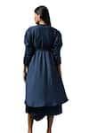 Two Sisters By Gyans_Blue Crepe Embroidery Zari V Neck Floral Draped Kurta With Spaghetti_Online