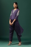 Two Sisters By Gyans_Purple Georgette Embroidery Sequin Round Neck Neckline Kurta And Pant Set _at_Aza_Fashions