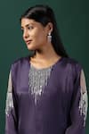 Shop_Two Sisters By Gyans_Purple Georgette Embroidery Sequin Round Neck Neckline Kurta And Pant Set