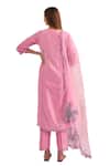 Bhawna Sethi_Pink Kurta And Pant Pure Cotton Chanderi Hand Embroidered Floral Peony Set_Online_at_Aza_Fashions