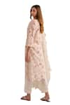 Shop_Bhawna Sethi_Ivory Kurta And Pant Pure Cotton Silk Printed Floral V Neck Lily & Leaf Set _Online_at_Aza_Fashions