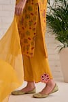 Buy_Bhawna Sethi_Yellow Kurta Pure Cotton Chanderi Printed Floral V Neck Hyacinth Set 