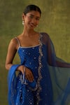 Bhawna Sethi_Blue Kurta And Gharara Pure Silk Tissue Hand Embroidered Mirror Shravana Set _Online_at_Aza_Fashions