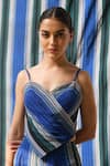 Buy_East14_Blue Cupro Crepe Printed Stripe Sweetheart Neck Bustier _at_Aza_Fashions