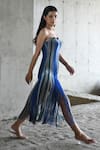 Buy_East14_Blue Cupro Crepe Printed Stripe Sweetheart Neck Dress _Online_at_Aza_Fashions