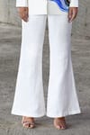 East14_White Cupro Crepe Printed Brush Stroke Lapel Embroidered Jacket And Pant Set _Online_at_Aza_Fashions