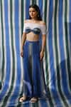 Shop_East14_Blue Cupro Crepe Print Stripe Brayant Flap Pant _Online_at_Aza_Fashions