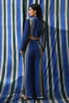 Shop_East14_Blue Cupro Crepe Print Stripe Via Flare Pant _at_Aza_Fashions