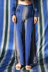 East14_Blue Cupro Crepe Print Stripe Via Flare Pant _Online_at_Aza_Fashions