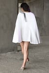Shop_East14_White Cupro Satin Print Brush Stroke V-neck Magnolia Jacket Dress_at_Aza_Fashions