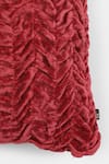 Ritu Kumar_Red Viscose Velvet Textured Wave Square Shaped Cushion_Online_at_Aza_Fashions