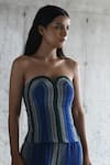 Shop_East14_Blue Cupro Crepe Printed Stripe Sweetheart Neck Peplum Bustier _Online_at_Aza_Fashions