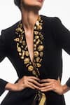 Masaba_Black Blazer Heavy Crepe Embellished Mascot Shawl The Trophy And Veshti Set _at_Aza_Fashions