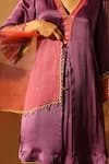 Buy_Bhawna Sethi_Purple Pure Satin Georgette Embellished Thread V Neck Dove Zardozi Kurta Set _Online