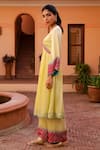 Buy_Bhawna Sethi_Yellow Pure Satin Georgette Hand Butter Angarkha Anarkali With Pant _Online_at_Aza_Fashions