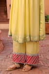 Bhawna Sethi_Yellow Pure Satin Georgette Hand Butter Angarkha Anarkali With Pant _at_Aza_Fashions