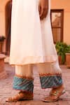 Bhawna Sethi_Off White Pure Satin Georgette Embroidered Bead V Neck Snow Hand Kurta Set_at_Aza_Fashions